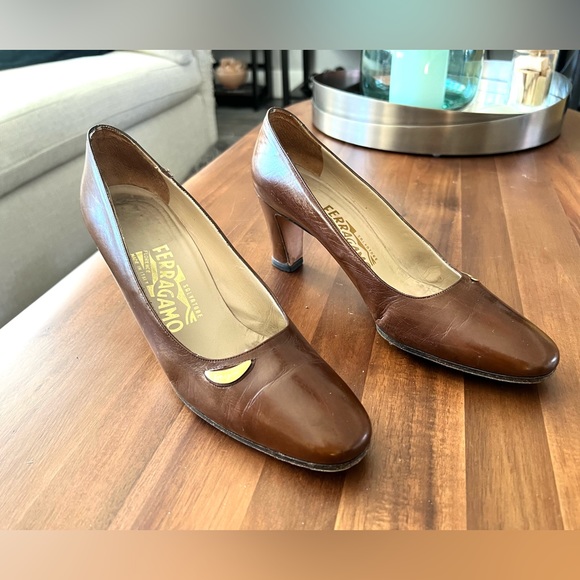 Salvatore Ferragamo Brown Leather Heels - Picture 10 of 10